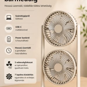 Kis asztali ventilátor 3 sebességfokozattal