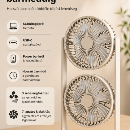 Kis asztali ventilátor 3 sebességfokozattal