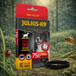 JULIUS-K9 Dog Collar bolha- és kullancsriasztó nyakörv kutyáknak – fekete, 75 cm