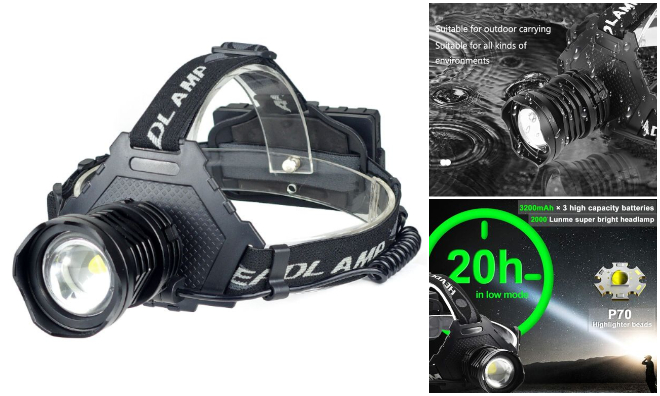P70 1000 lumenes fejlámpa
